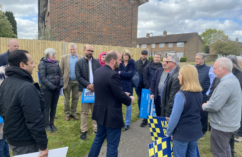 Conservative Party Chairman campaigns in Crawley